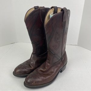 Vintage Lehigh Men’s 8 D Cowboy Boots Brown Leather Western Ranch 13168RO65